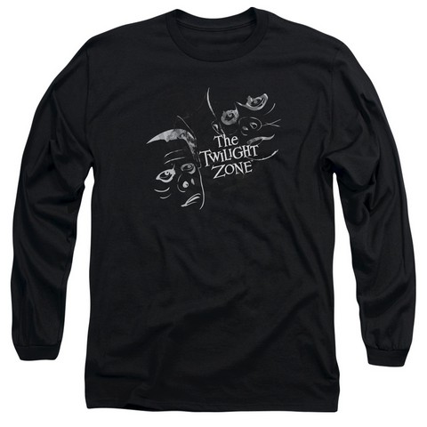 Twilight Zone-Strange Faces - Long Sleeve Adult 18-1 Tee - Black- Medium