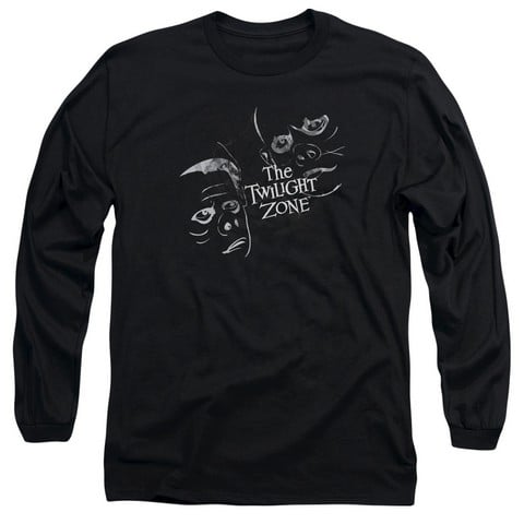 Twilight Zone-Strange Faces - Long Sleeve Adult 18-1 Tee - Black- Extra Large