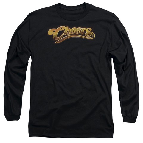 Cheers-Cheers Logo - Long Sleeve Adult 18-1 Tee - Black- Medium