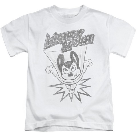 Mighty Mouse-Bursting Out - Short Sleeve Juvenile 18-1 Tee - White- Large 7