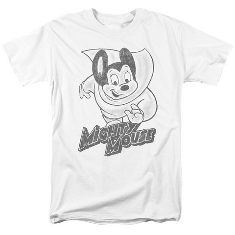 Mighty Mouse-Mighty Sketch - Short Sleeve Adult 18-1 Tee - White- 4X