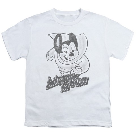 Mighty Mouse-Mighty Sketch - Short Sleeve Youth 18-1 Tee - White- Medium