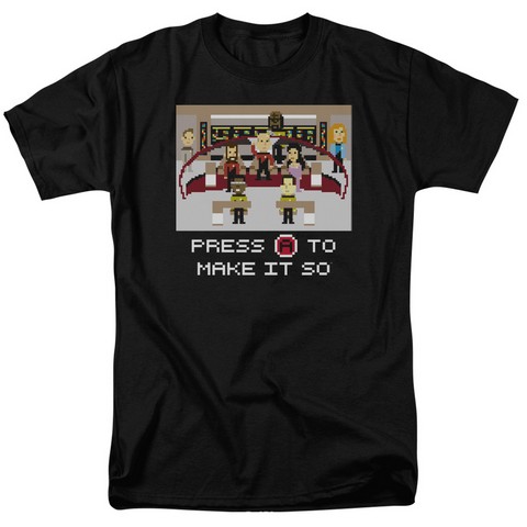 Star Trek-Make It So Pixel - Short Sleeve Adult 18-1 Tee - Black- 5X