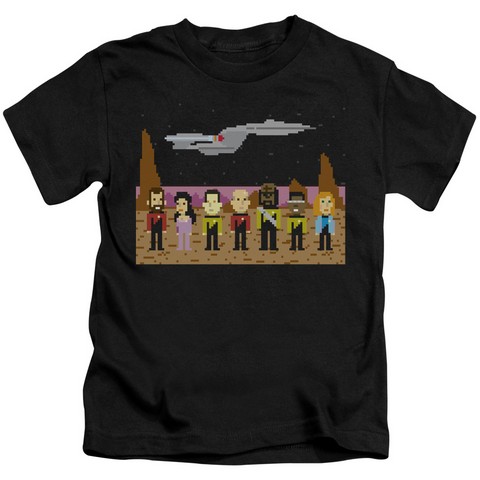 Star Trek-Tng Trexel Crew - Short Sleeve Juvenile 18-1 Tee - Black- Medium 5-6