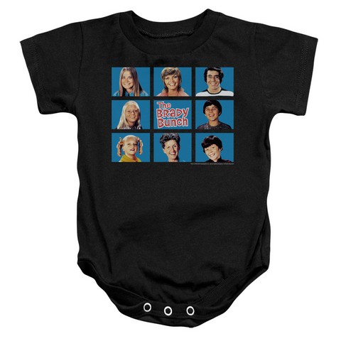 Brady Bunch-Framed - Infant Snapsuit - Black- Small 6 Mos
