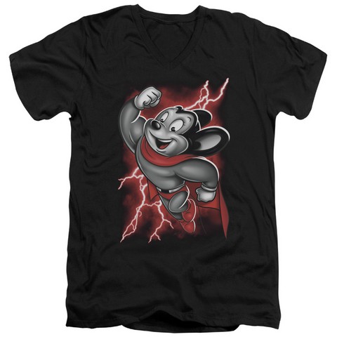 Mighty Mouse-Mighty Storm - Short Sleeve Adult 30-1 Tee - Black- Small