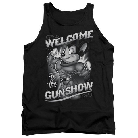Mighty Mouse-Mighty Gunshow - Adult Tank Top - Black- Medium