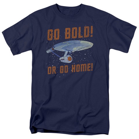 Star Trek-Go Bold - Short Sleeve Adult 18-1 Tee - Navy- Small