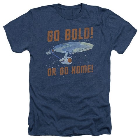 Star Trek-Go Bold - Adult Heather Tee - Navy- Medium -  Trevco, CBS1149-HA-2