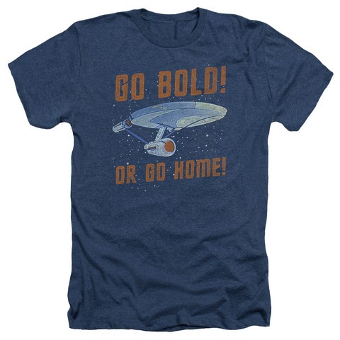 Star Trek-Go Bold - Adult Heather Tee - Navy- Extra Large