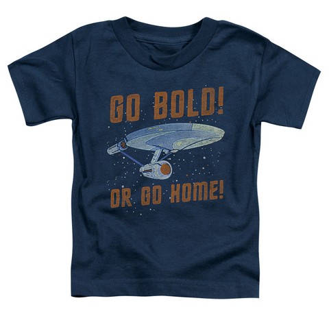 Star Trek-Go Bold - Short Sleeve Toddler Tee - Navy- Large 4T