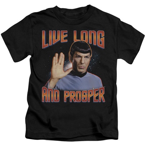st Original-Live Long And Prosper - Short Sleeve Juvenile 18-1 Tee - Black- Medium 5-6