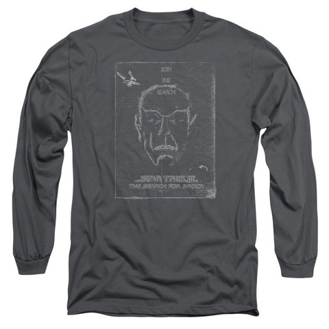 Star Trek-Join The Search - Long Sleeve Adult 18-1 Tee - Charcoal- Medium