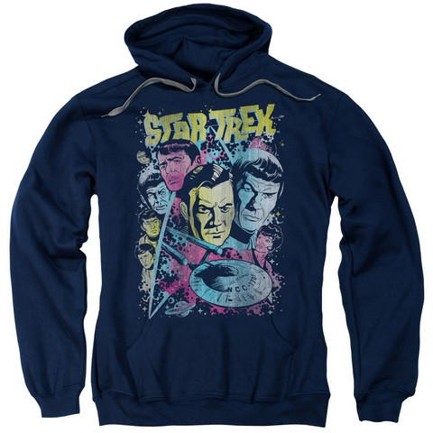 Star Trek-Classic Crew Illustrated - Adult Pull-Over Hoodie - Navy- Extra Large -  Trevco, CBS1151-AFTH-4
