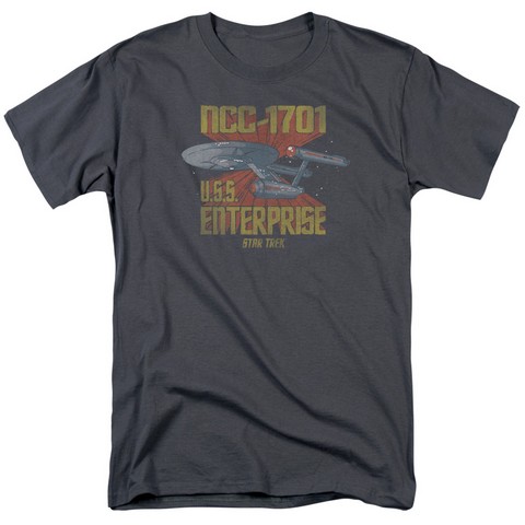 Star Trek-Ncc1701 - Short Sleeve Adult 18-1 Tee - Charcoal, Medium