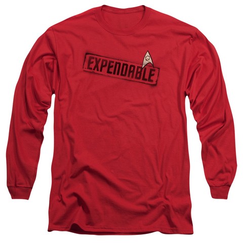 Star Trek-Expendable - Long Sleeve Adult 18-1 Tee - Red- Small