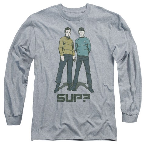 Star Trek-Sup - Long Sleeve Adult 18-1 Tee - Heather- Medium
