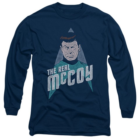Star Trek-The Real Mccoy - Long Sleeve Adult 18-1 Tee - Navy- 2X