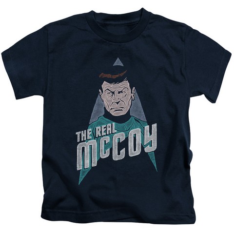 Star Trek-The Real Mccoy - Short Sleeve Juvenile 18-1 Tee - Navy- Medium 5-6