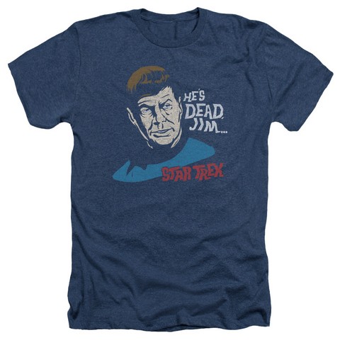 Star Trek-Hes Dead Jim - Adult Heather Tee - Navy- Small