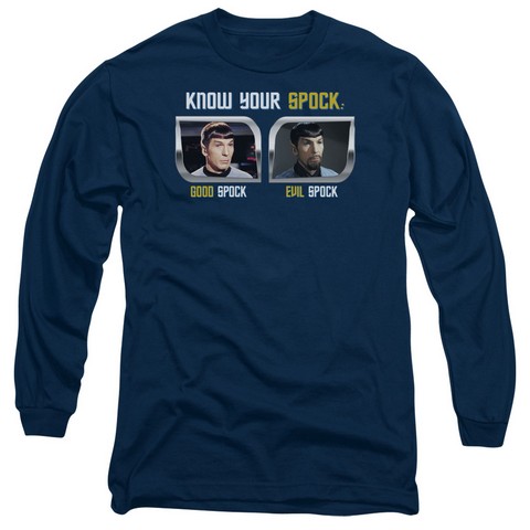 st Original-Know Your Spock - Long Sleeve Adult 18-1 Tee - Navy- Extra Large