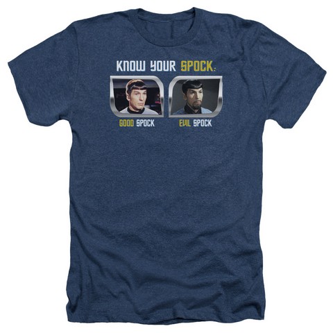 st Original-Know Your Spock - Adult Heather Tee - Navy- Medium