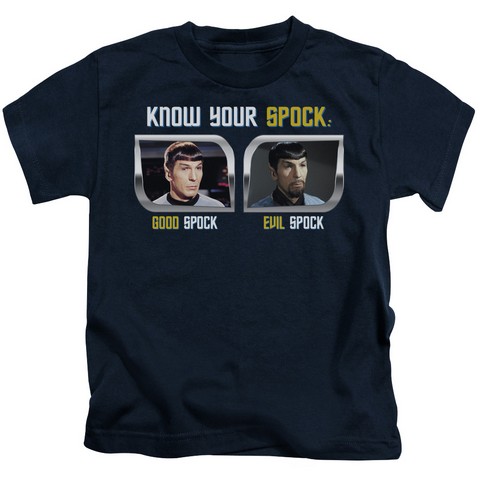 st Original-Know Your Spock - Short Sleeve Juvenile 18-1 Tee - Navy- Medium 5-6