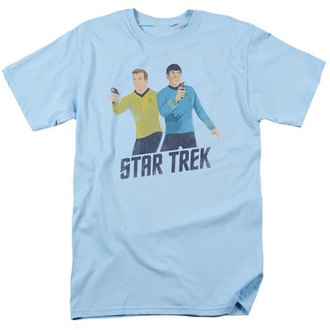 Star Trek-Phasers Ready - Short Sleeve Adult 18-1 Tee - Light Blue- Medium