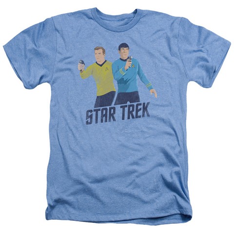 Star Trek-Phasers Ready - Adult Heather Tee - Light Blue- 2X