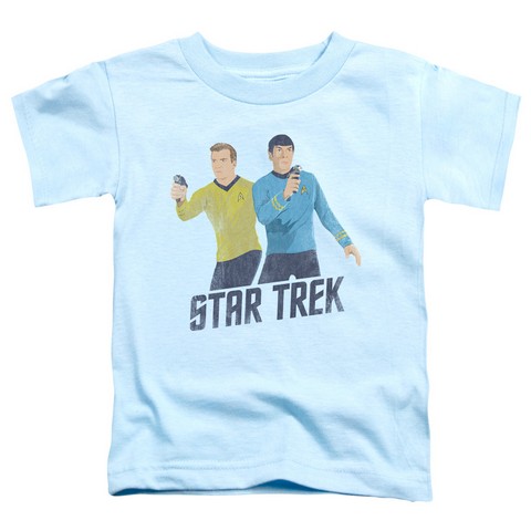 Star Trek-Phasers Ready - Short Sleeve Toddler Tee - Light Blue- Large 4T