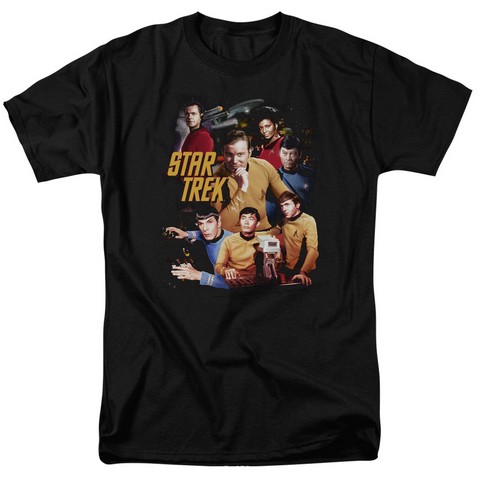 Star Trek-At The Controls - Short Sleeve Adult 18-1 Tee - Black- Medium