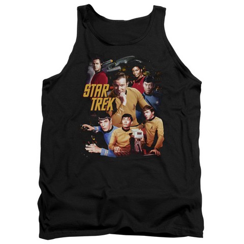 Star Trek-At The Controls - Adult Tank Top - Black- Extra Large