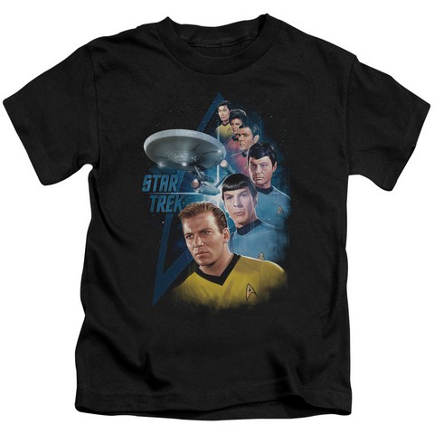 Star Trek-Among The Stars - Short Sleeve Juvenile 18-1 Tee - Black- Medium 5-6