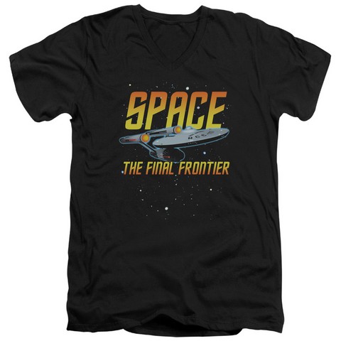 Star Trek-Space - Short Sleeve Adult 30-1 Tee - Black- Medium