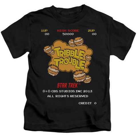 Star Trek-Tribble Trouble - Short Sleeve Juvenile 18-1 Tee - Black- Medium 5-6