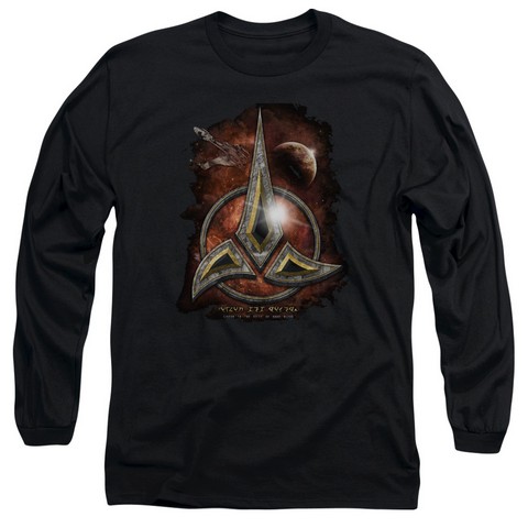 Star Trek-Klingon Crest - Long Sleeve Adult 18-1 Tee - Black- Medium