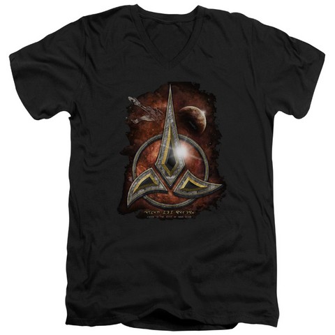 Star Trek-Klingon Crest - Short Sleeve Adult 30-1 Tee - Black- Medium