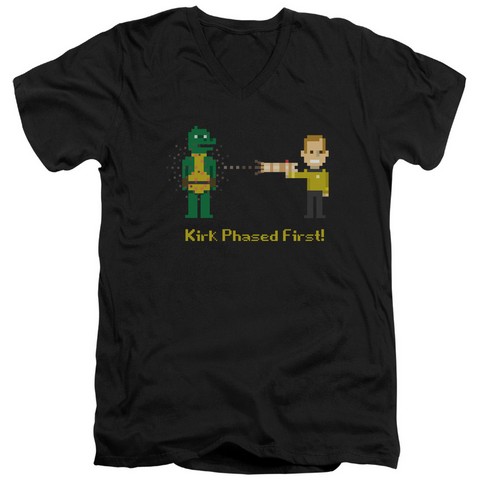 Star Trek-Kirk Phased First - Short Sleeve Adult 30-1 Tee - Black- Large