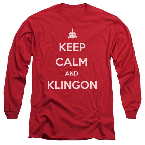Star Trek-Calm Klingon - Long Sleeve Adult 18-1 Tee - Red- Medium