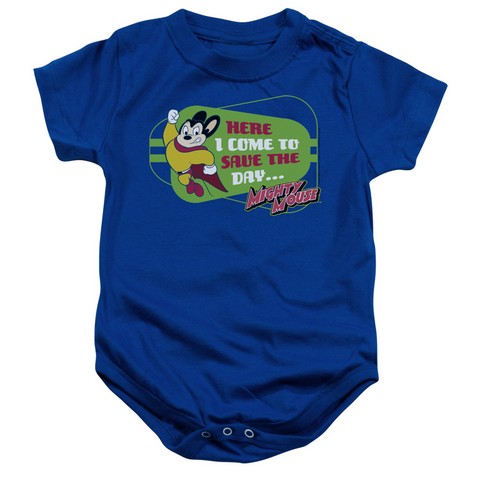 Mighty Mouse-Here I Come - Infant Snapsuit - Royal- Medium 12 Mos