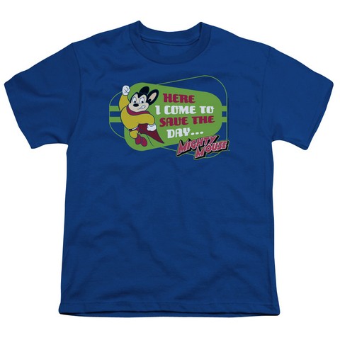 Mighty Mouse-Here I Come - Short Sleeve Youth 18-1 Tee - Royal- Medium
