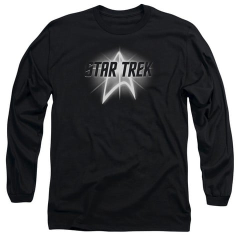 Star Trek-Glow Logo - Long Sleeve Adult 18-1 Tee - Black- Medium