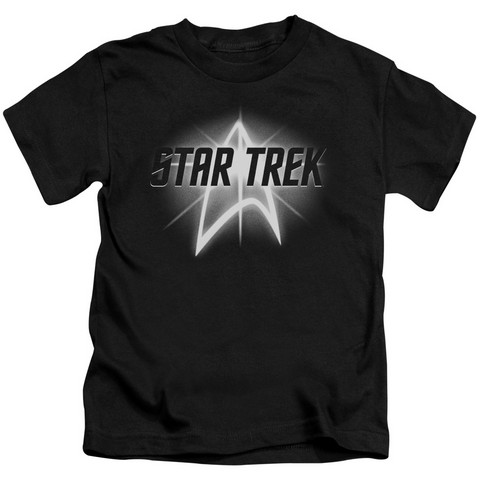 Star Trek-Glow Logo - Short Sleeve Juvenile 18-1 Tee - Black- Medium 5-6
