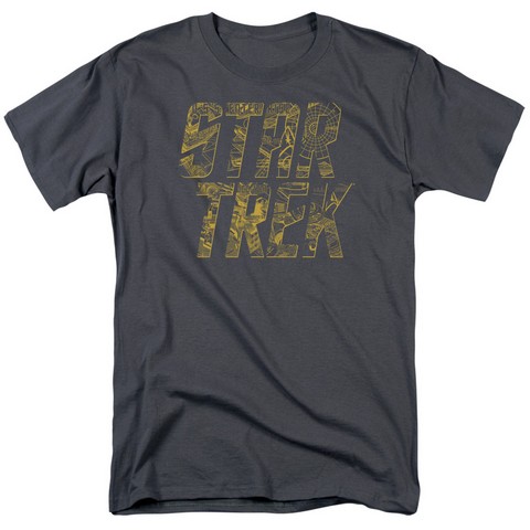 Star Trek-Schematic Logo - Short Sleeve Adult 18-1 Tee - Charcoal- Medium