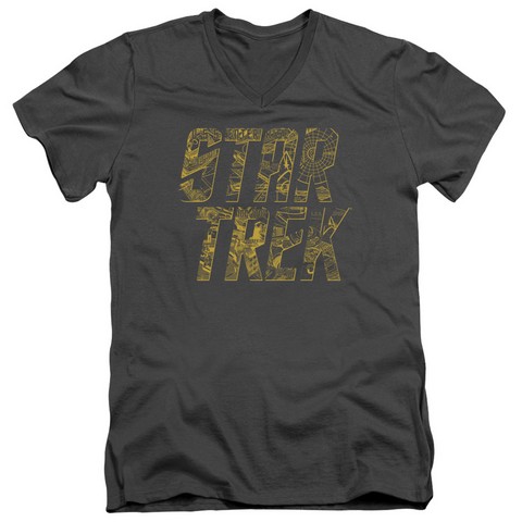 Star Trek-Schematic Logo - Short Sleeve Adult 30-1 Tee - Charcoal- Small