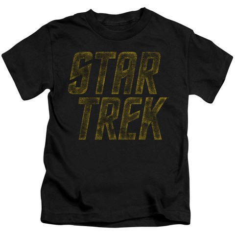 Star Trek-Distressed Logo - Short Sleeve Juvenile 18-1 Tee - Black- Medium 5-6