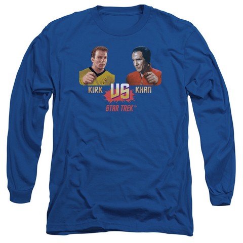 Star Trek-Kirk Vs Khan - Long Sleeve Adult 18-1 Tee - Royal- Small