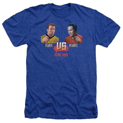 Star Trek-Kirk Vs Khan - Adult Heather Tee - Royal- Medium
