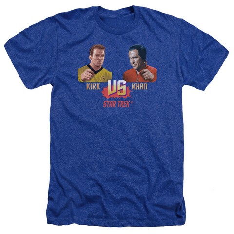 Star Trek-Kirk Vs Khan - Adult Heather Tee - Royal- Large
