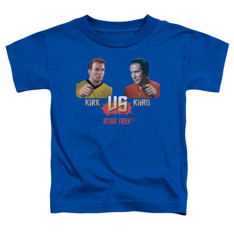 Star Trek-Kirk Vs Khan - Short Sleeve Toddler Tee - Royal- Small 2T